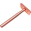Rose gold safety razor on a white background