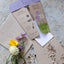 sow n sow gift of seeds australian native daisies with envelope opened showing contents of seeds with real flowers