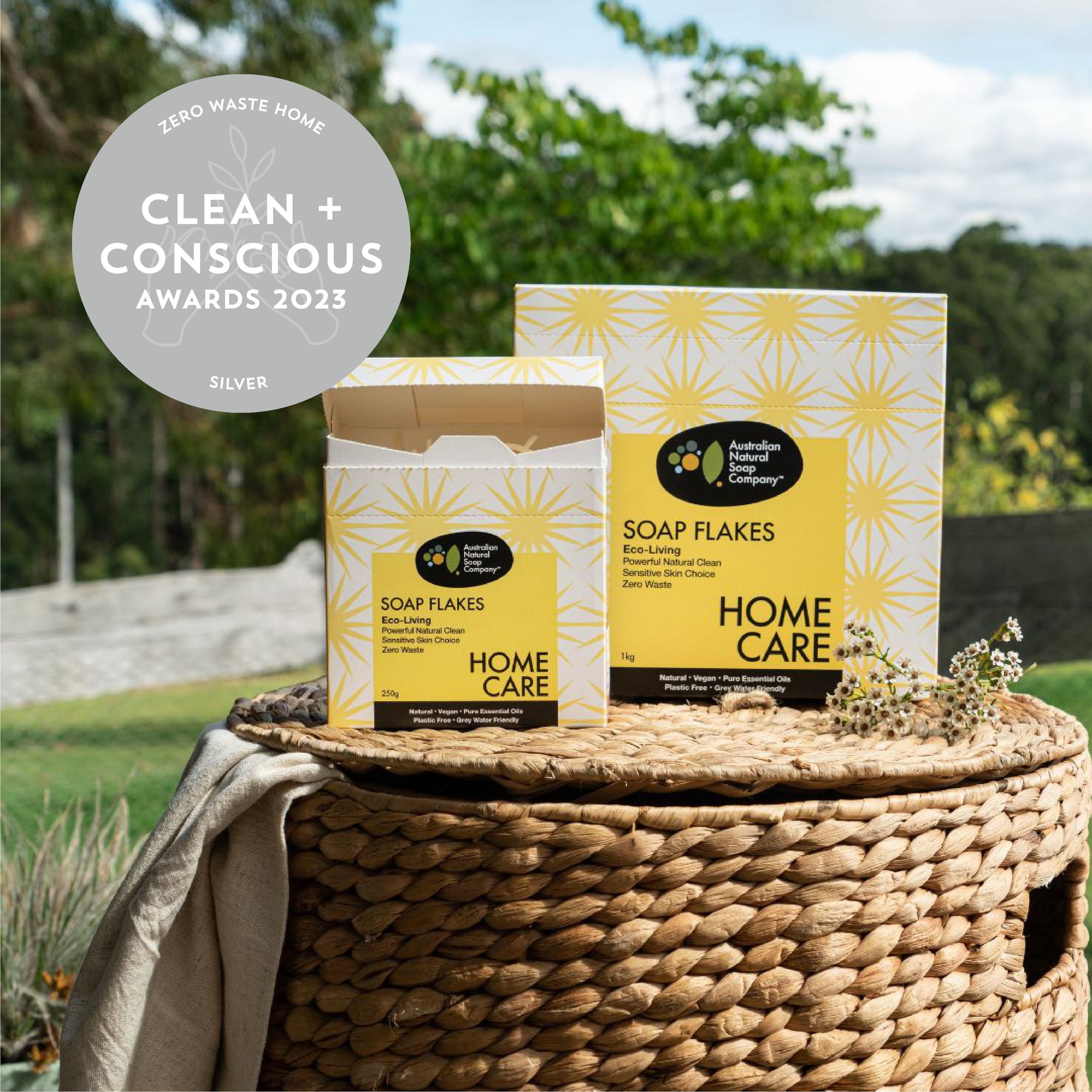 Australian Natural Soap Company All Natural Soap Flakes Boxes with Clean and Conscious Award
