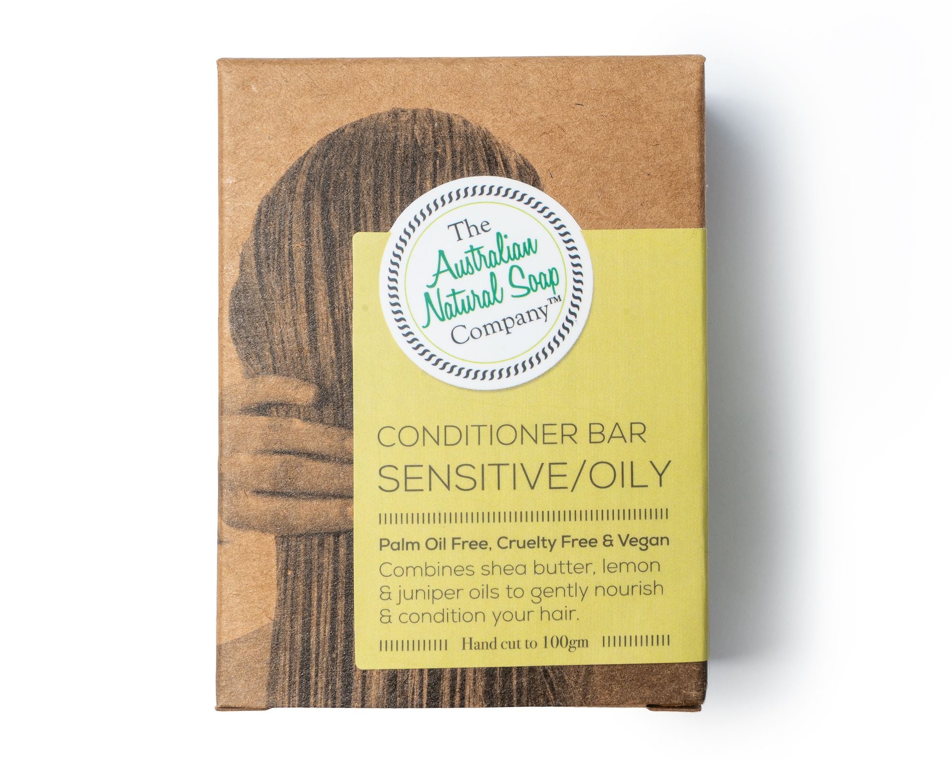 Australian Natural Soap Company hair conditioner bar for sensitive oily hair front of box