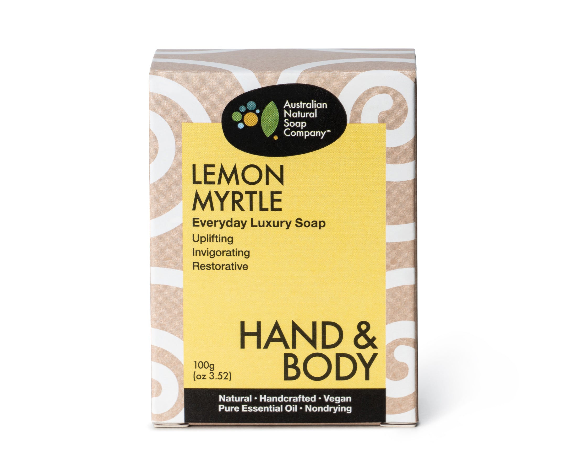 Australian Natural Soap Company handcrafted lemon myrtle hand body bar front of box