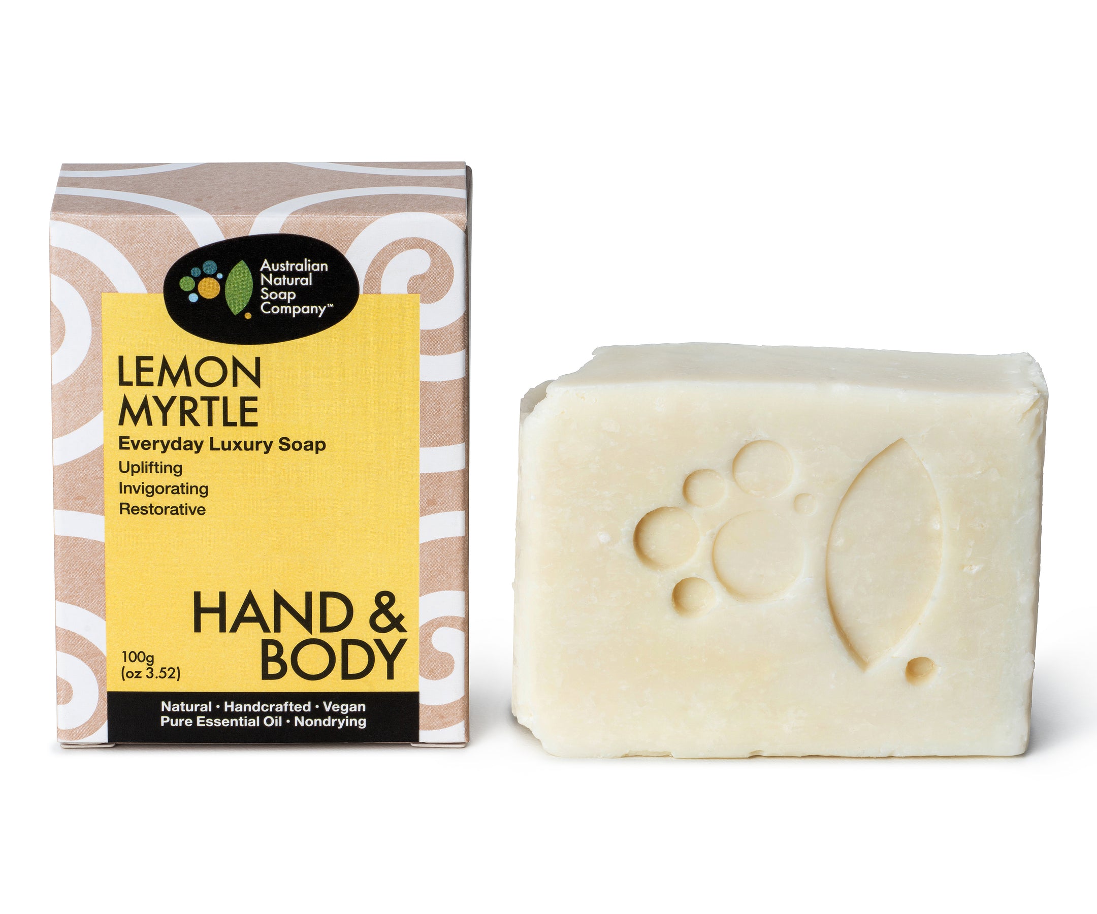 Australian Natural Soap Company handcrafted lemon myrtle hand body bar box with bar