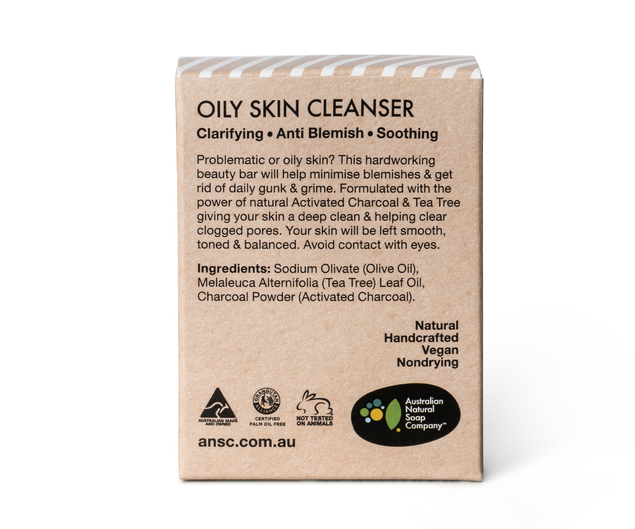 Australian Natural Soap Company Oily Skin Face Cleanser Bar Back of Box