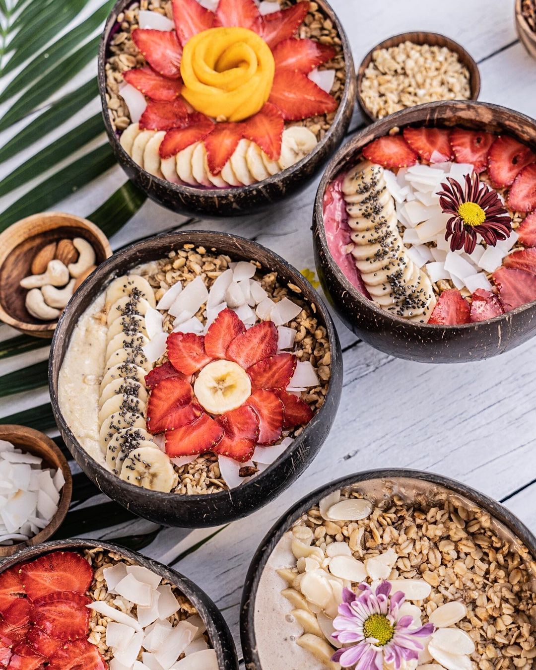 sustainable eco-friendly coconut bowls with food