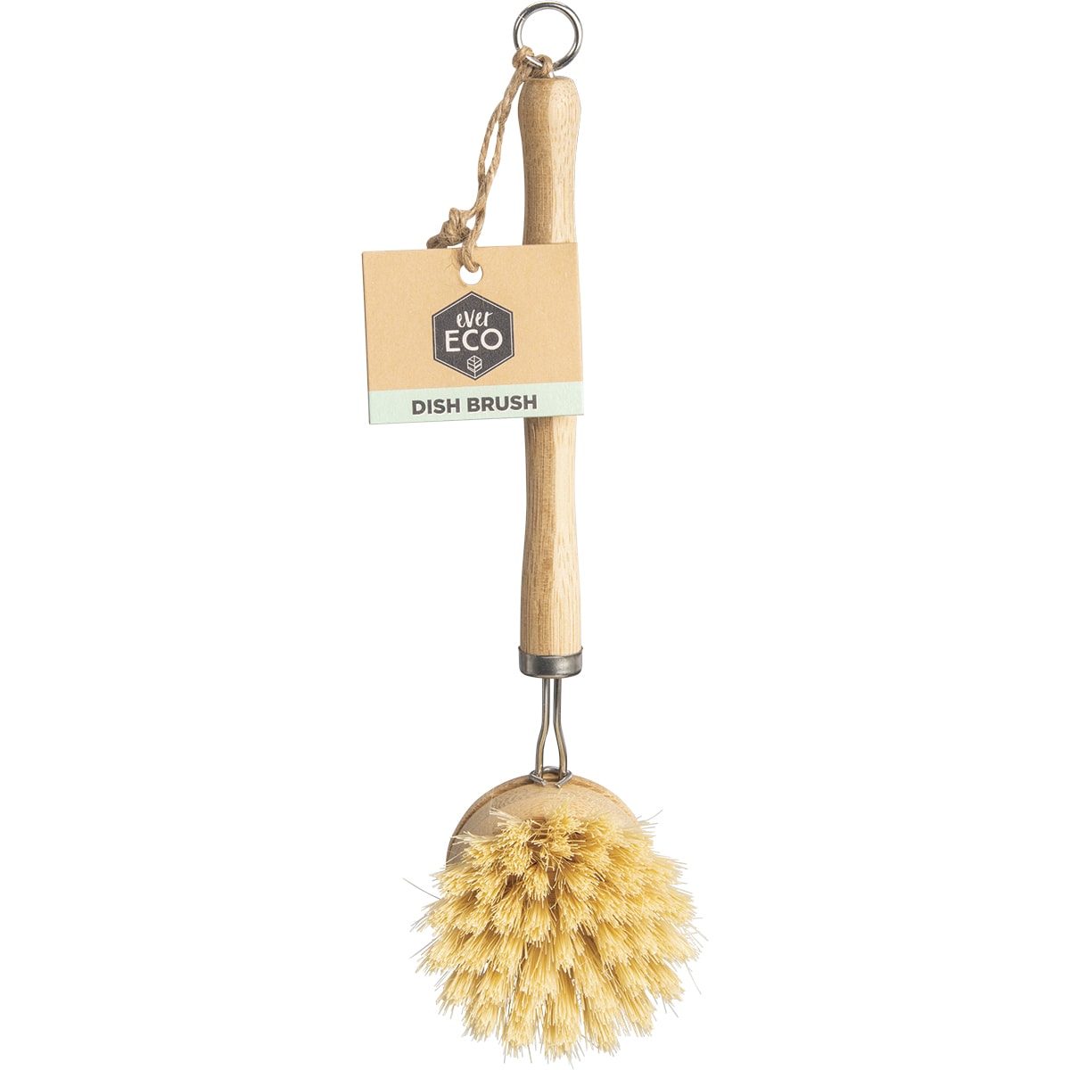 Ever Eco bamboo dish brush with replaceable sisal head front