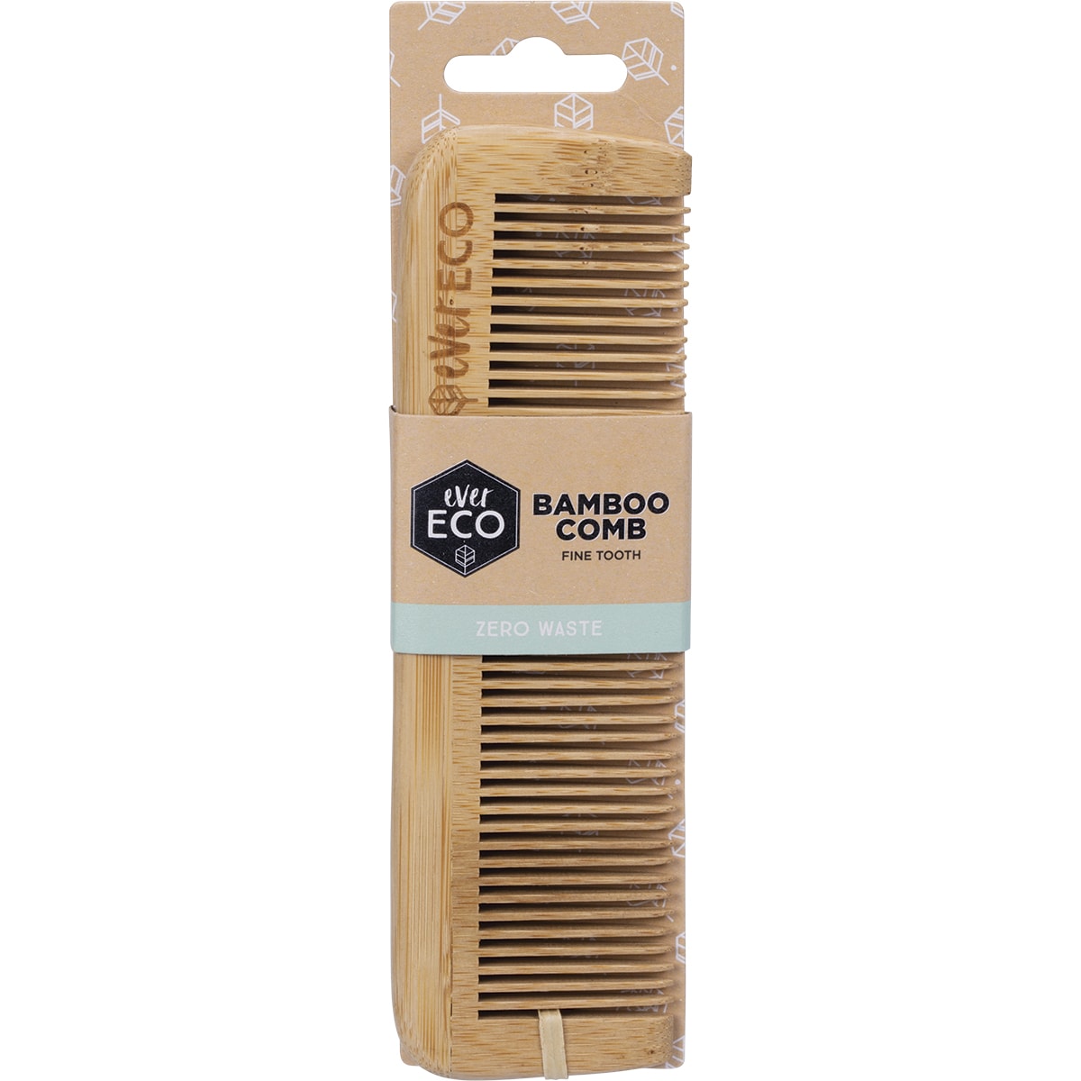 Ever Eco wooden bamboo fine tooth hair comb in packaging