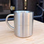Kids stainless steel double wall camping mug on campsite