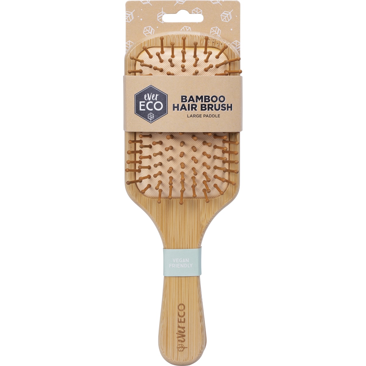 Ever Eco large paddle bamboo hair brush with packaging