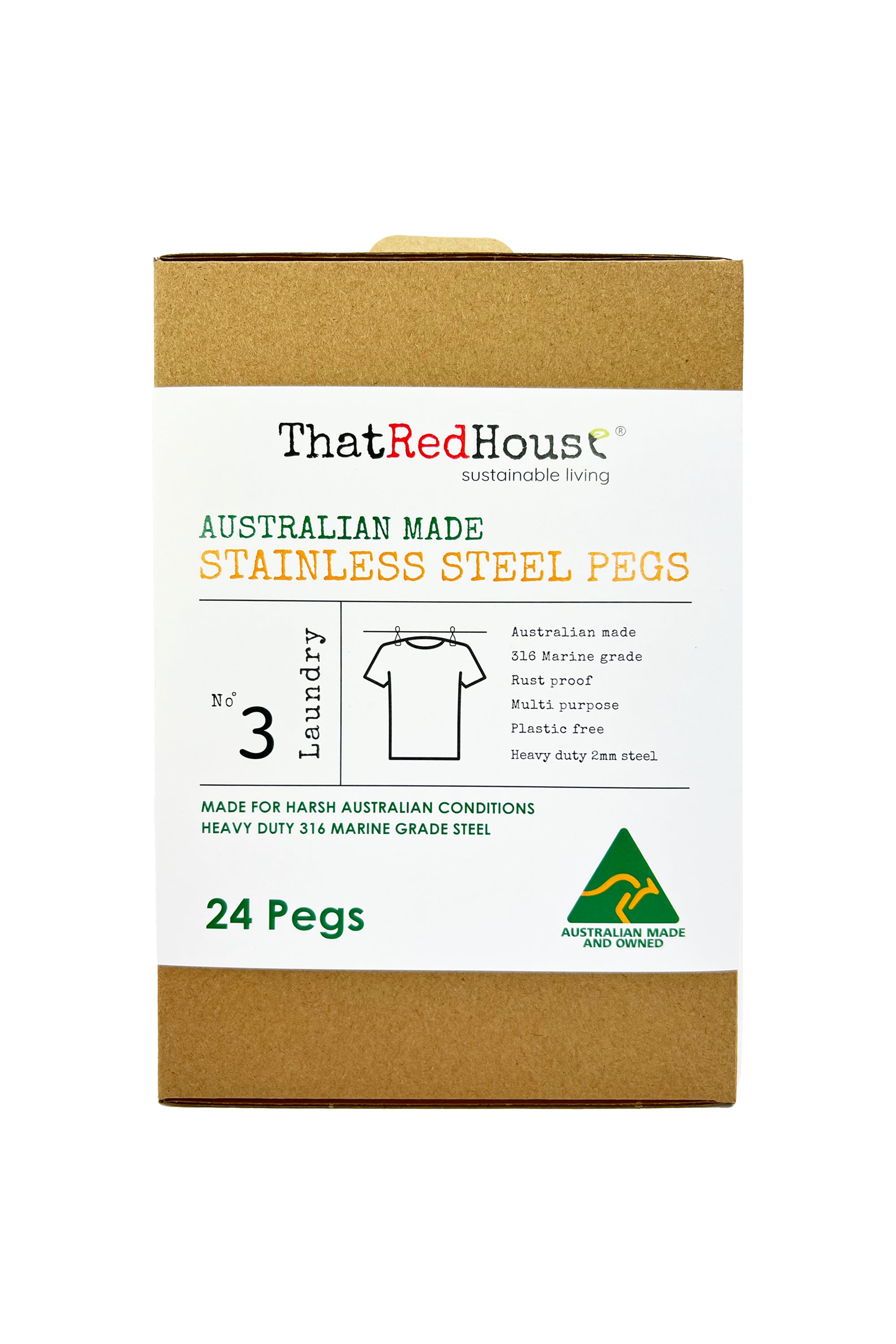That Red House - Australian Made Stainless Steel Pegs (24 pack)
