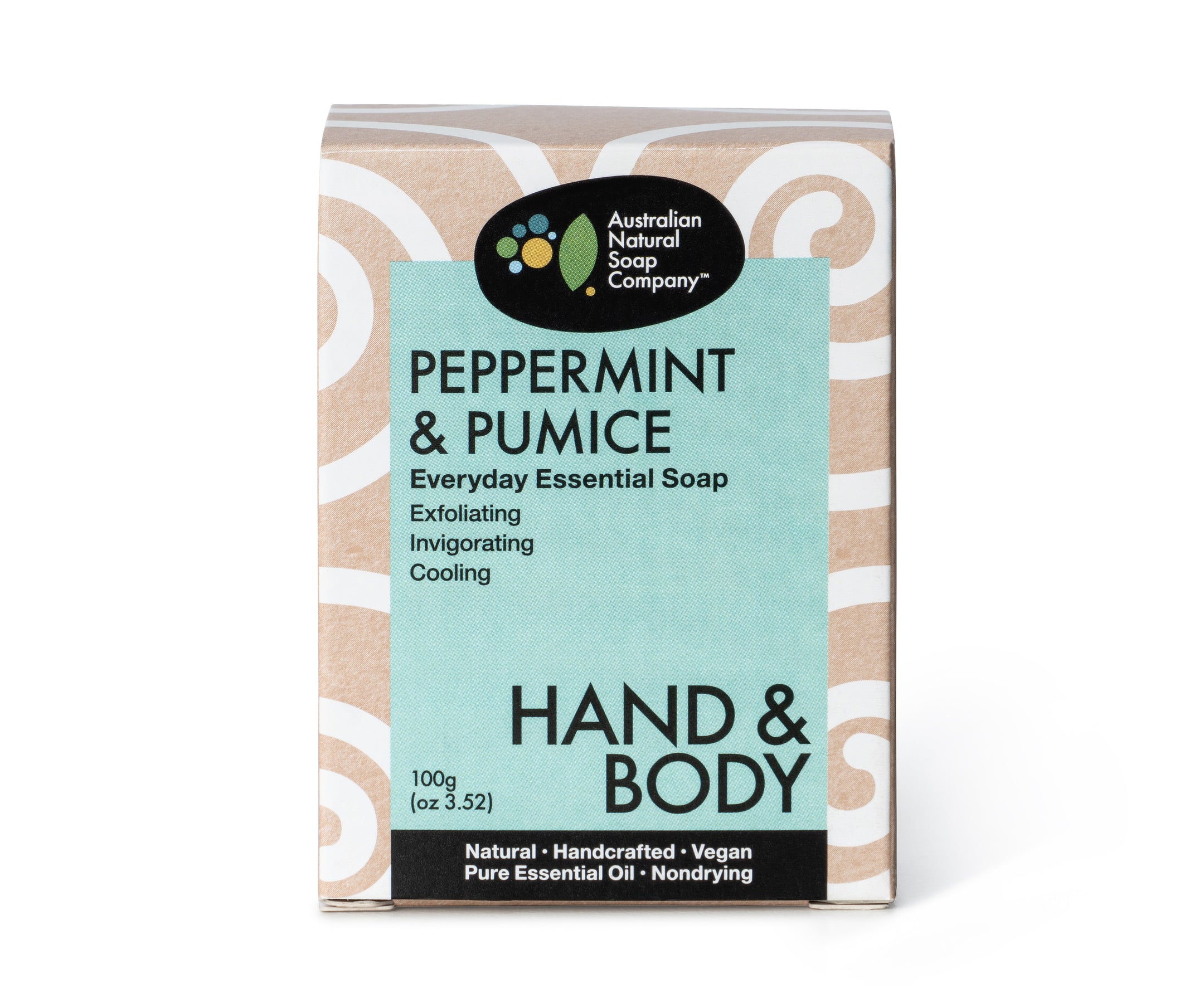 Australian Natural Soap Company peppermint and pumice hand and body bar front of box