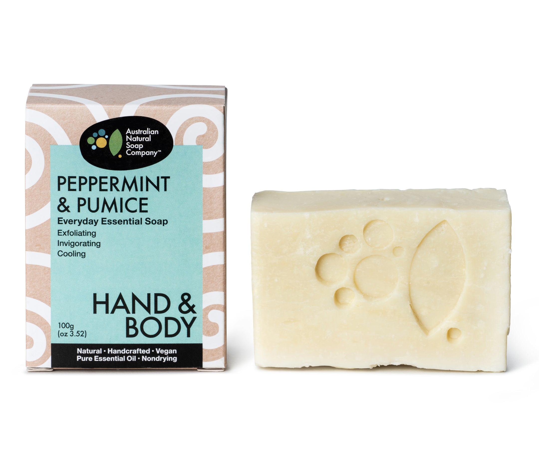 Australian Natural Soap Company peppermint and pumice hand and body bar and box