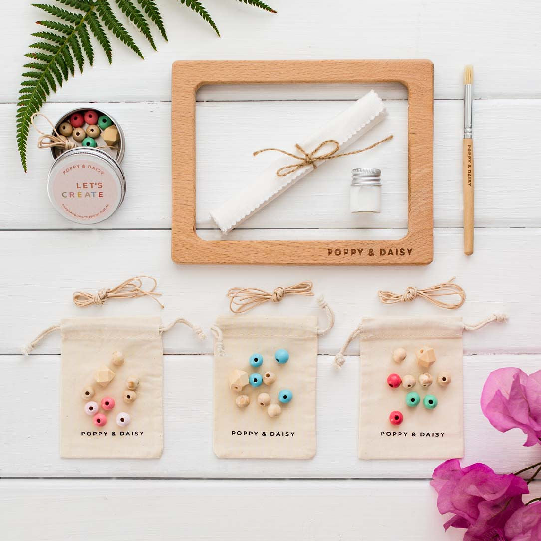 Poppy and daisy designs friendship necklace kit contents laid out