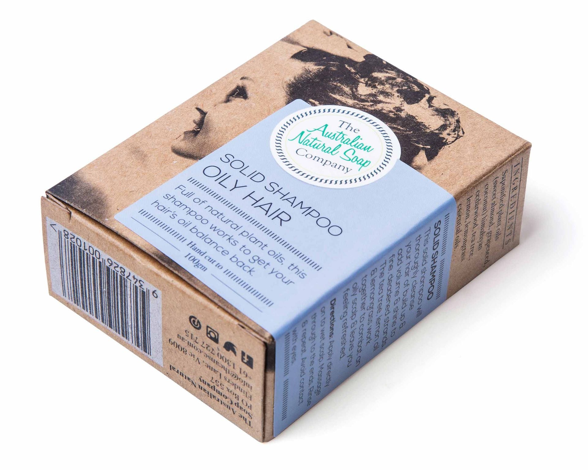 Australian Natural Soap Company shampoo bar for oily hair front of box on angle